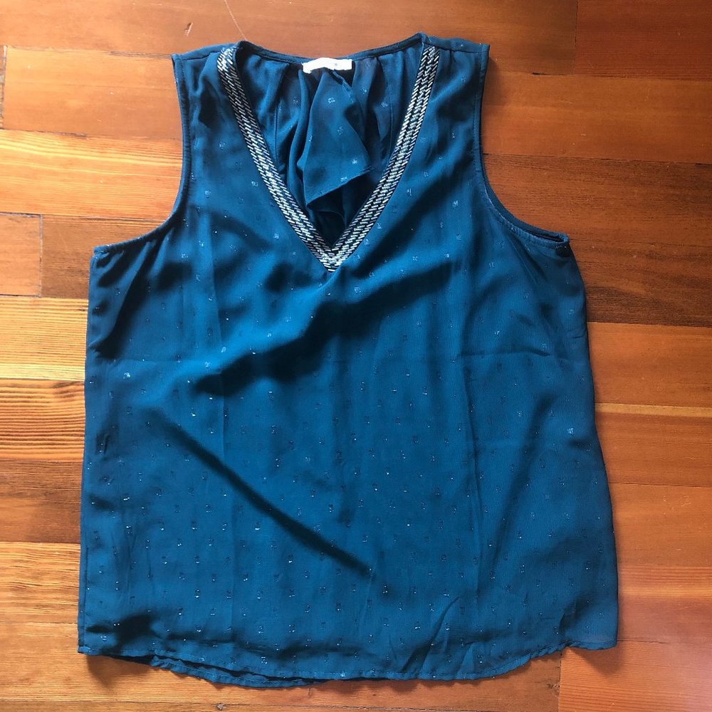 Forest Green Sleeveless Top with Beading